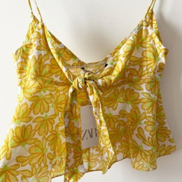 Brand New Zara Floral Cropped Tank Top - Picture 4 of 12